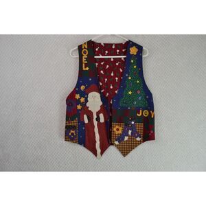 Christmas Handmade Patchwork Lightweight Reversible Vest VTG